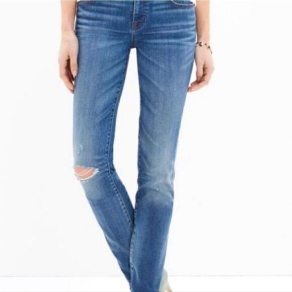 Madewell Alley Straight Mid Rise Raw Hem Jeans - Picture 2 of 13